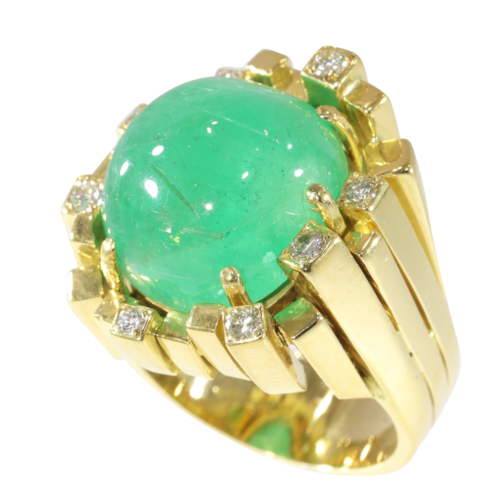 Seventies Chic: London Hallmarked Emerald and Diamond Ring